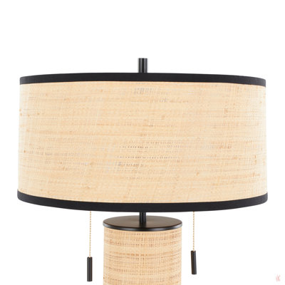Lampe de table cylindrique contemporaine en rotin 29 po en rotin naturel de la galerie Grandview