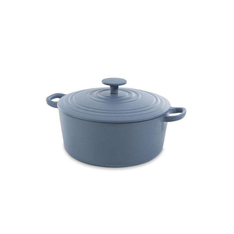 Bourgogne Cast Iron Round Casserole, Denim Blue, 4.2 L