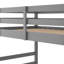 Lit simple au-dessus d'un lit superposé gris avec structure en pin massif pour plus de durabilité, garde-corps sur toute la longueur, espace idéal pour maisons restreintes, lit à lattes, gris, multiusage et esthétique,