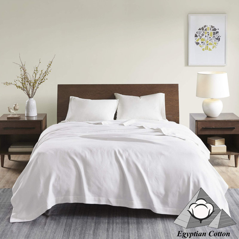 Couverture 100% coton de qualité égyptienne certifiée, Très grand, Blanc