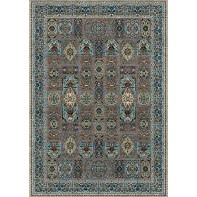 Oriental Floral Machine-Washable Non-Slip Rug.