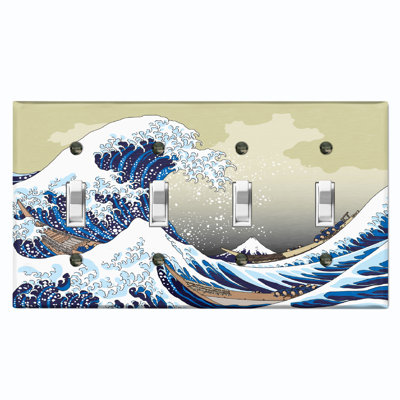 Blue Sea Waves 4 - Gang Toggle Light Switch Standard Wall Plate