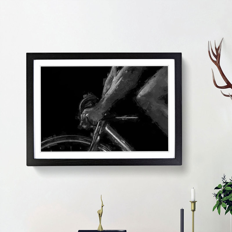 Cycling in Abstract - Picture Frame Graphic Art Print, 48cm H x 65cm W x 2cm D, Black Framed