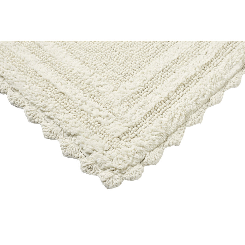 Rasika 100% Cotton Tufted 2 Piece Bathroom Rug Set, Reversible, Super Absorbent & Extra Soft Machine Washable Bath Rug Ideal for Shower & Tub Areas