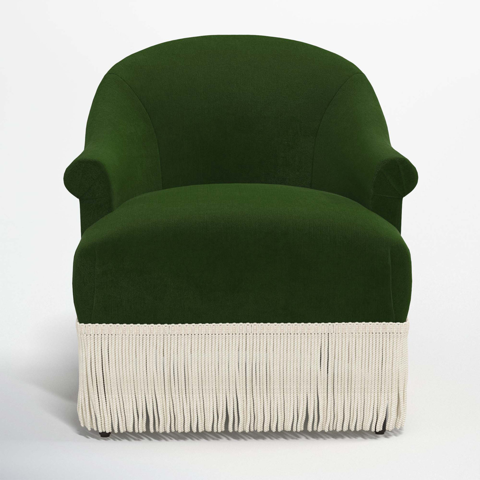 Callie Upholstered Wingback Chair, Luxe Emerald Velvet, Ivory