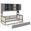Lit de jour simple en bois peu encombrant, complet avec lit gigogne escamotable et compartiments de rangement modulaires-95290335