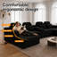 Canapé modulaire en U en velours côtelé avec porte-gobelets-783541407