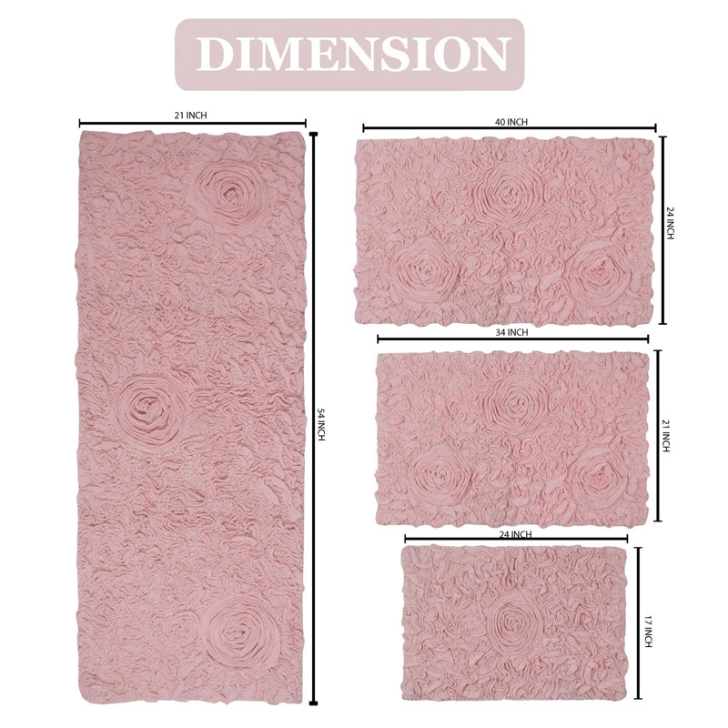 Ensemble de tapis 100% coton Dobrinsky, Rose