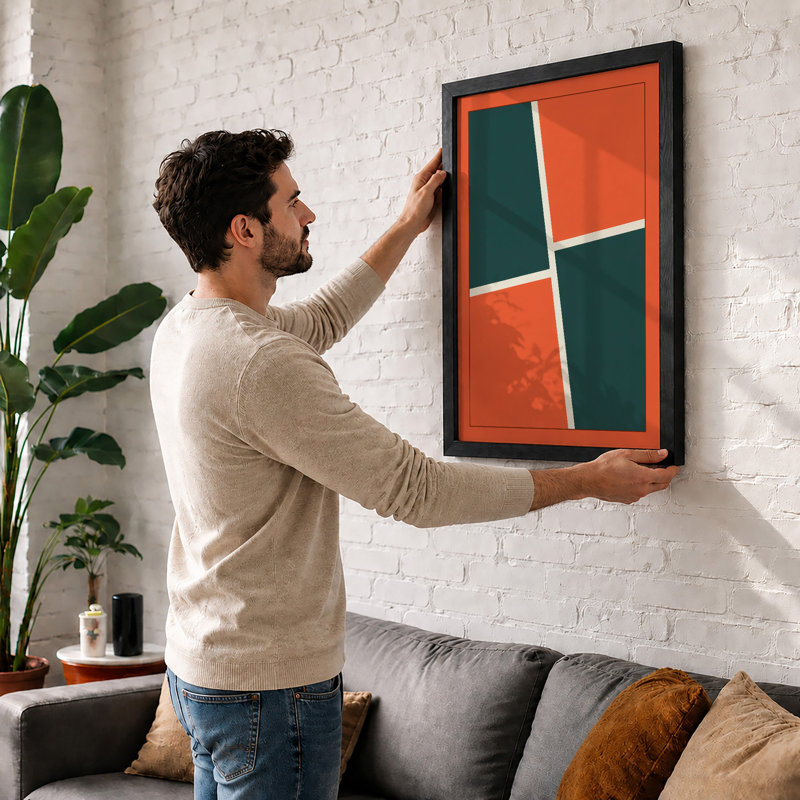 Coloured Blocks Geometric - Print, A3 - 42.0 x 29.7 cm, White