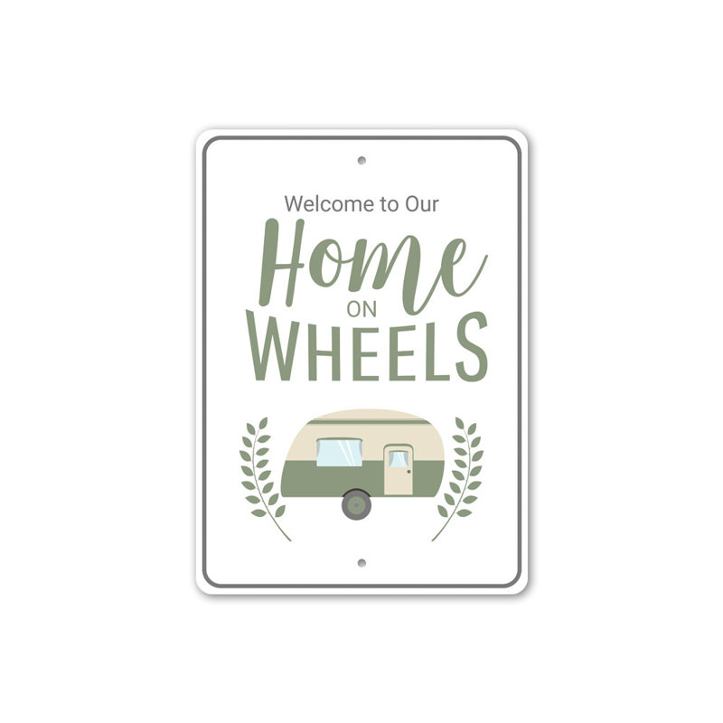 Plaque en aluminium Home On Wheels, H 14 po x l 10 po x P 0,04 po
