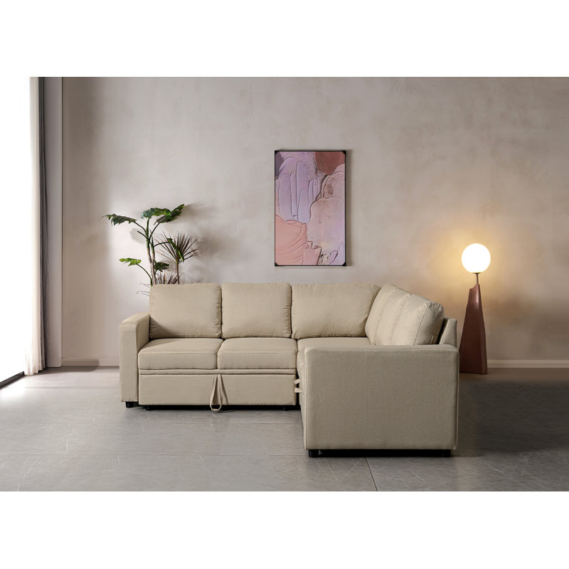 Sectional Sofa Bed, BEIGE, Beige