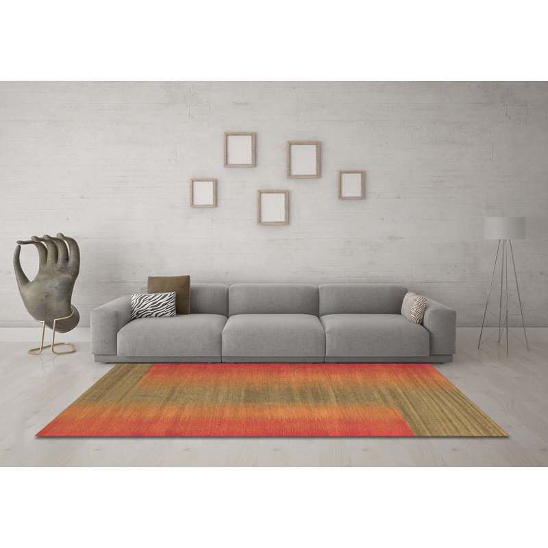 Tapis contemporains brun lavable à la machine 2576, Rond 7 pi