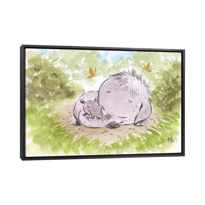 Nap par Martin Hsu - reproduction d'art, H 26 po x l 40 po x 1,5 po, Toile avec cadre noir patiné, Pas de tapis