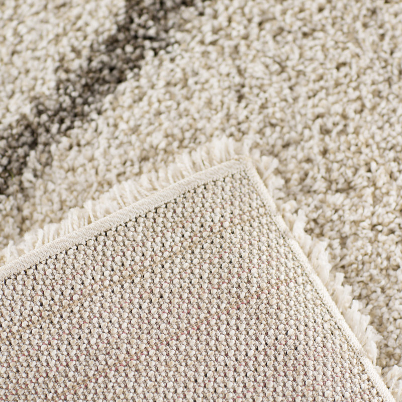 Darrold Shag Performance Geometric Rug, Runner 2'3" x 8', Ultra Plush 1.81", Ivory/Gray