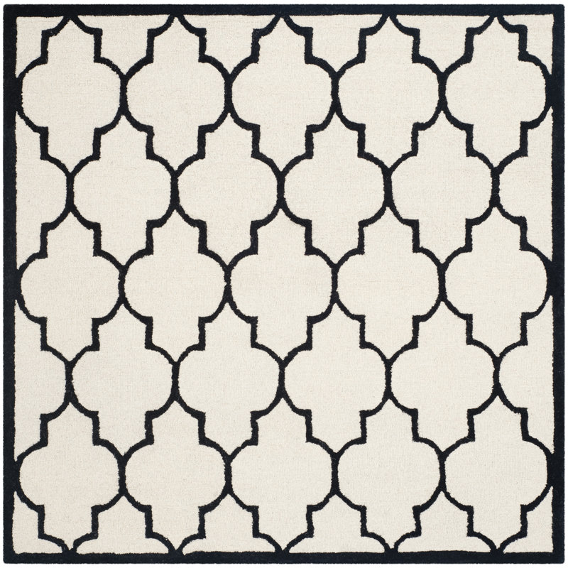 Cannen Hand Tufted Wool Geometric Rug, Square 6'