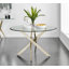 Tierra Modern Chrome Metal & Glass Round Dining Table Set with 6 Luxury Faux Leather Chairs-1989985489