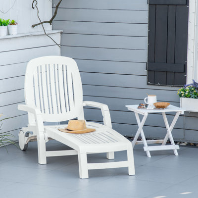 Outdoor Chair With Storage - Waterproof Lounger, Quick Setup, Adjustable Back For Patio, Beach, Pool, Garden, White Seat Relax Portable Lounger Waterp