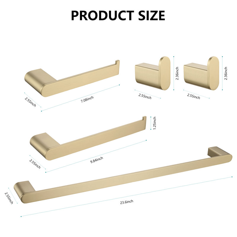 5 - Piece Bathroom Hardware Set, Brushed Gold