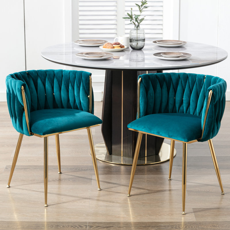 Fauteuil en velours Uresti, Velours vert sarcelle, Doré