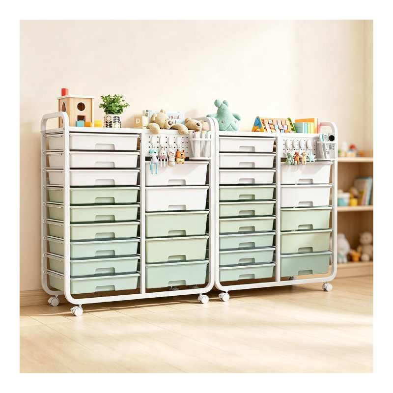 14 Drawer Storage Drawer, Green