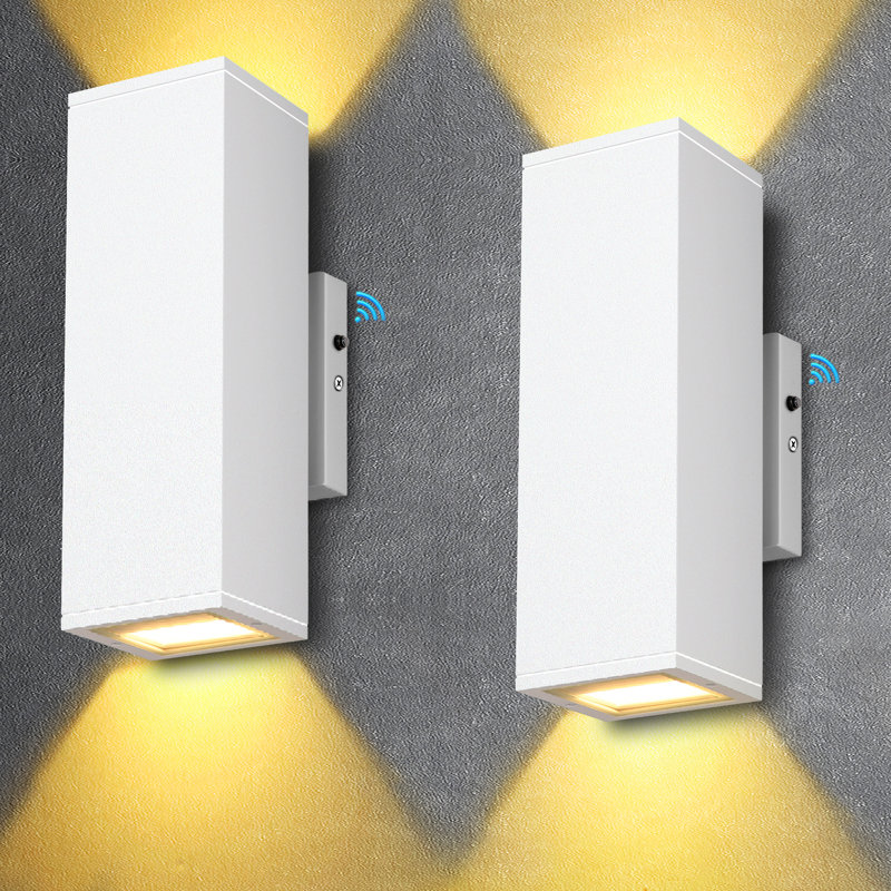 10.6' ' h integrated led rectangular up down wall light outdoor waterproof dusk to dawn aluminum wall sconce, Matte Black