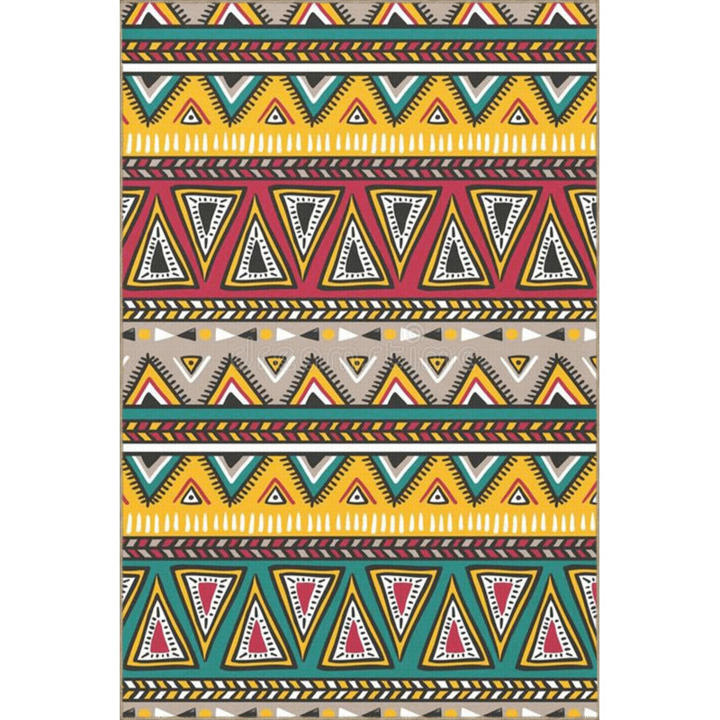 Tapis décoratif rétro à motif géométrique mixte, Rectangle 3 pi 4 po x 5 pi