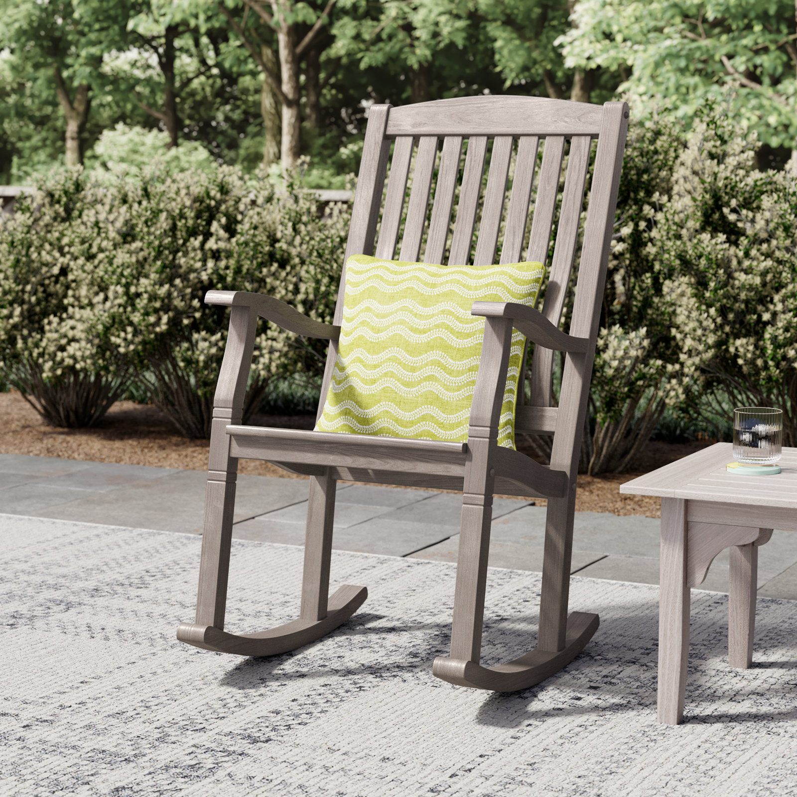 Adina Teak Outdoor Rocking Chair, Weathered Gray