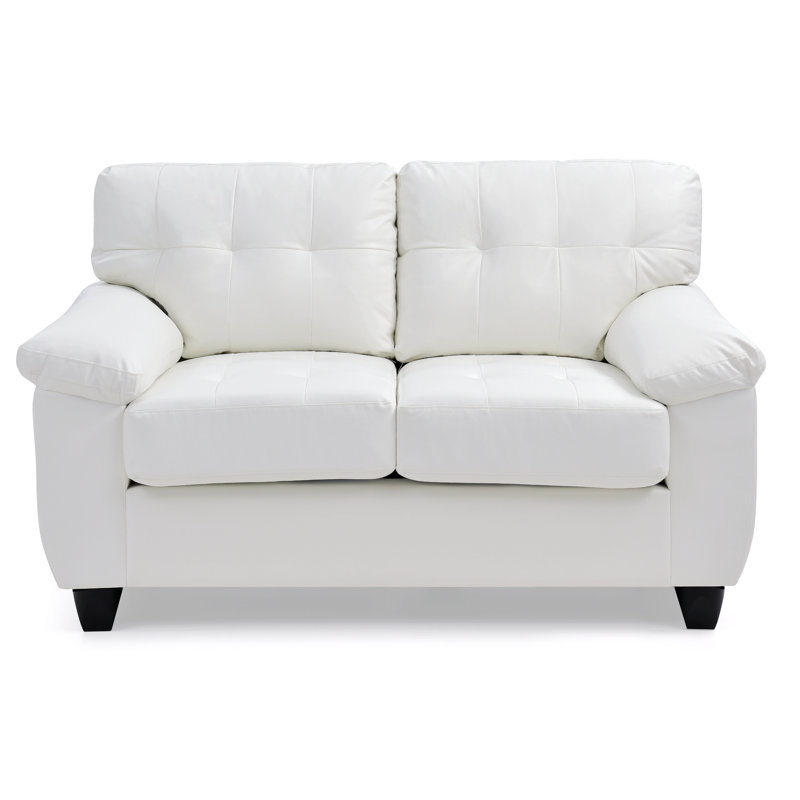 Waville 57'' Loveseat,Tufted Sofa,Faux Leather Couch, White Leather