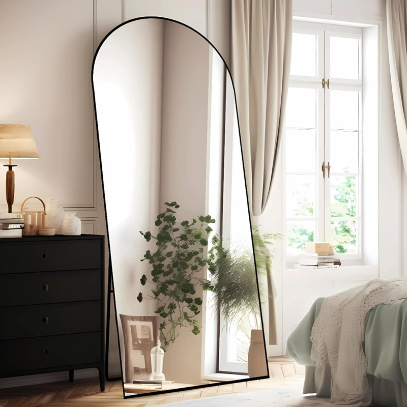 Arched Full Length Mirror with Aluminum Alloy Frame, Shatterproof Glass, Wall-Mounted/Leaning/Freestanding Design, 72" x 24"
