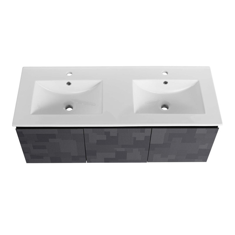 Meuble-lavabo flottant mural et porte d'armoire à fermeture en douceur