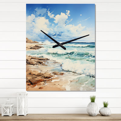 Beach Photo Seaside Reflections IV - Nautical & Beach Wall Clock Oversized