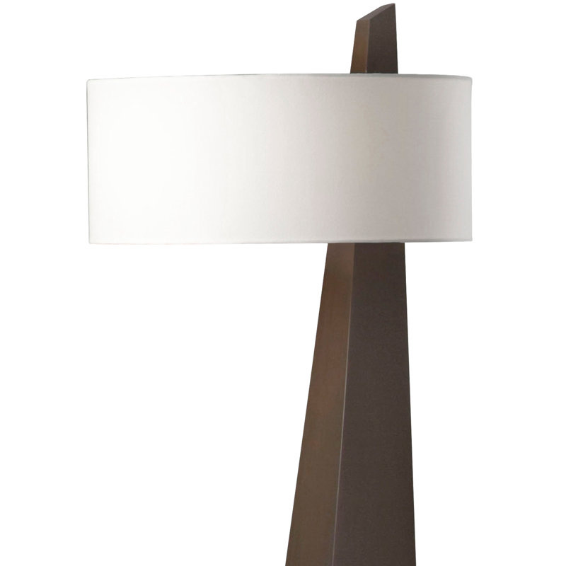 Obelisk Floor Lamp - 63", Chestnut Wood, White Cotton-Linen Shade, Walnut Wood
