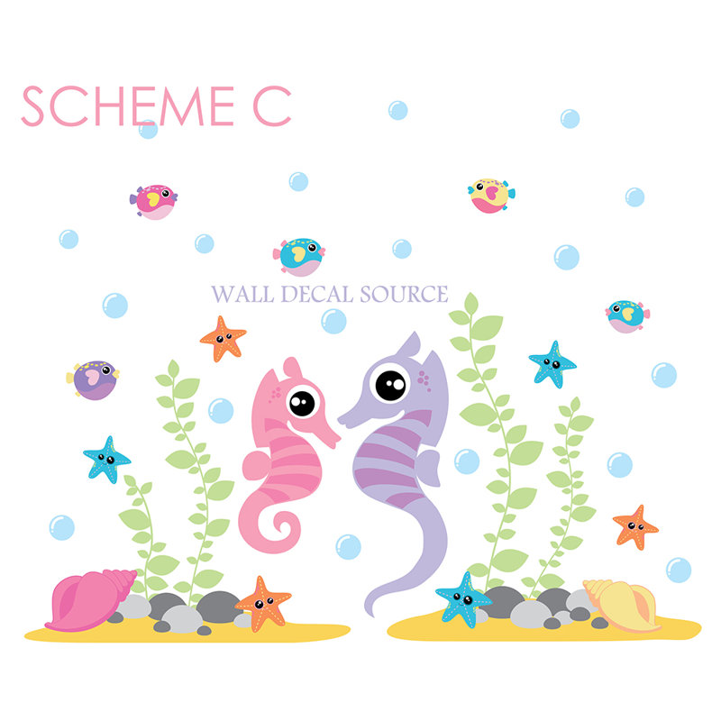 Décalcomanie murale en vinyle océan hippocampe, Schéma C