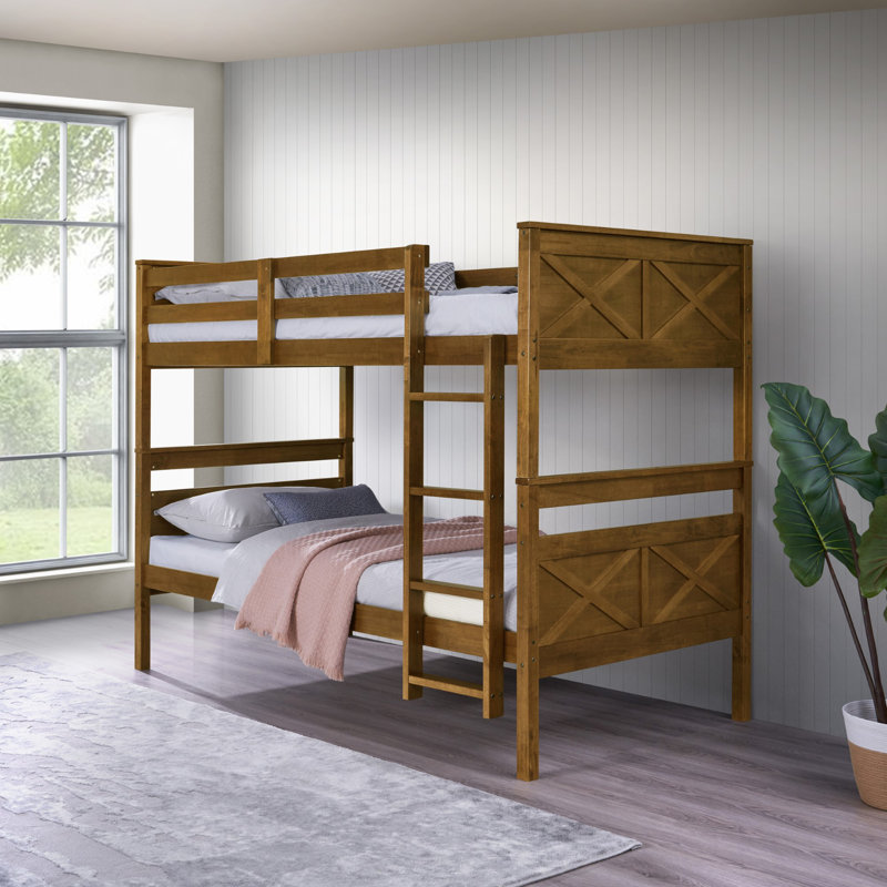 Lit superposé simple en bois massif Jazzae, Brun