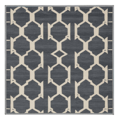Machine Washable Trellis Gray Area Rug