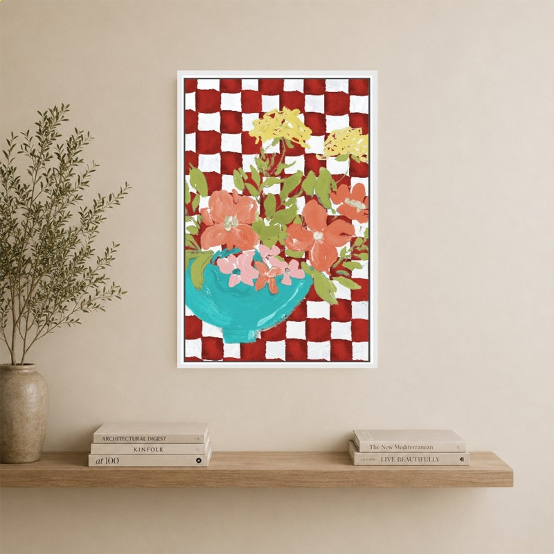 «Checkerboard Floral» par Lucille Price - Impression sur toile