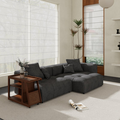 Kay Crumley 2-Piece Upholstered Modern Linen Fabric Modular Loveseat Sofa