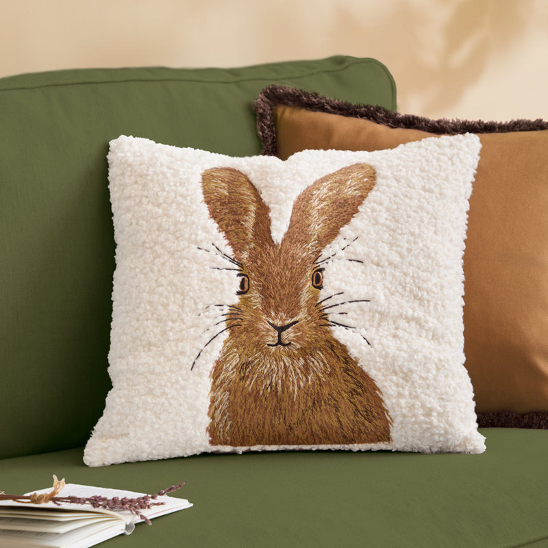Beige Square Throw Cushion Cover