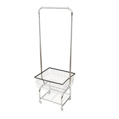 Heavy Duty Wire Laundry Cart With Hanging Rack 110 Lbs Capacity