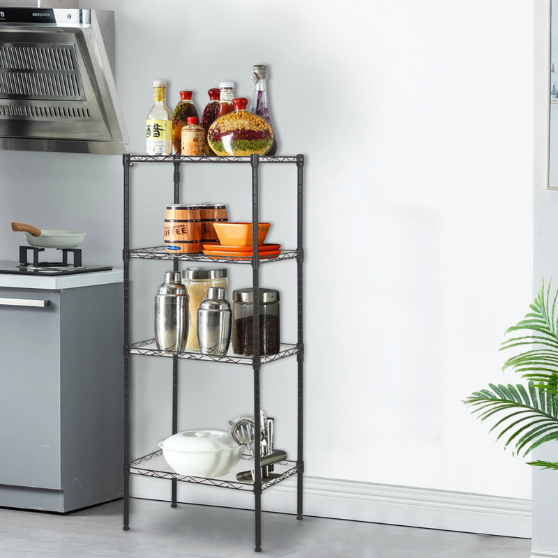 Layloni 17.3'' W Metal Height-Adjustable Shelving Unit, Narrow Storage Rack Shelf Organizer for Kitchen, Pantry, Bathroom and Utility Room