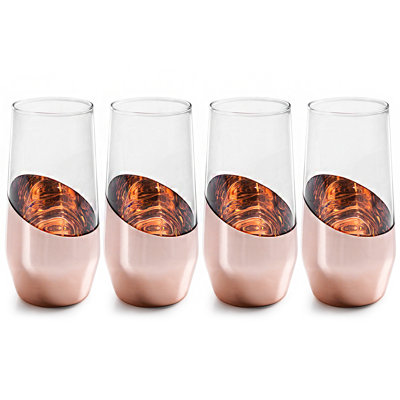 Ensemble de 4 flûtes à champagne Stemless Champagne de 4 à 11 onces
