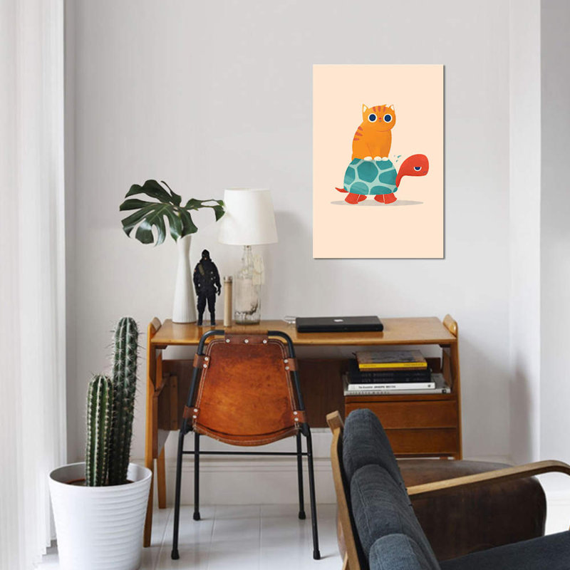 «Fat Cat Rides a Turtle» par Jay Fleck, impression sur toile tendue, H 40 po x l 26 po x P 1,5 po, Toile tendue