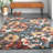 Akhira Floral Hand Tufted Wool/Cotton Area Rug in Light Blue/Rust-538014286