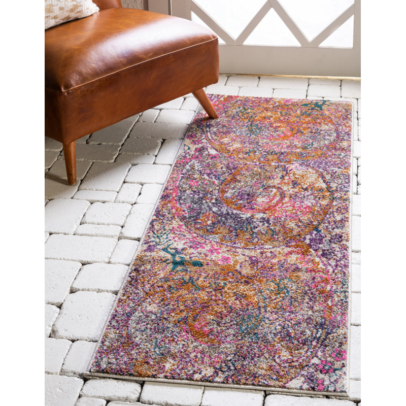 Tapis brun à motif abstrait Sepe, Tapis de couloir 2 pi 7 po x 10 pi