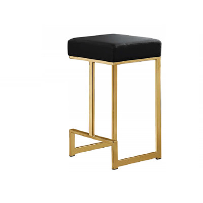 Modern Backless Bar Stool with Metal Frame and Faux Leather Comfort