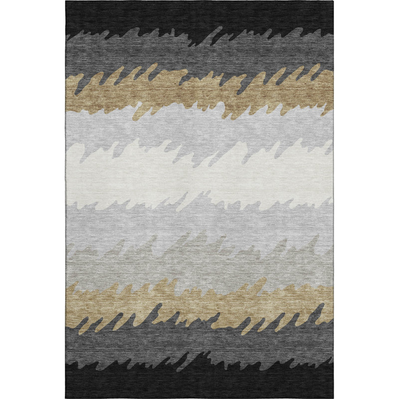 Tapis noir en tweedy lavable à la machine Premium, Rectangle 5 pi x 7 pi 6 po