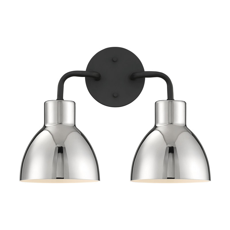 Éclairage pour salle de bain à intensité variable 2 lumières Florian, Noir mat, Nickel poli