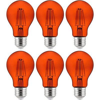 Paquet de 6 ampoules DEL à filament A19 à DEL à intensité variable et à intensité variable, finition orange