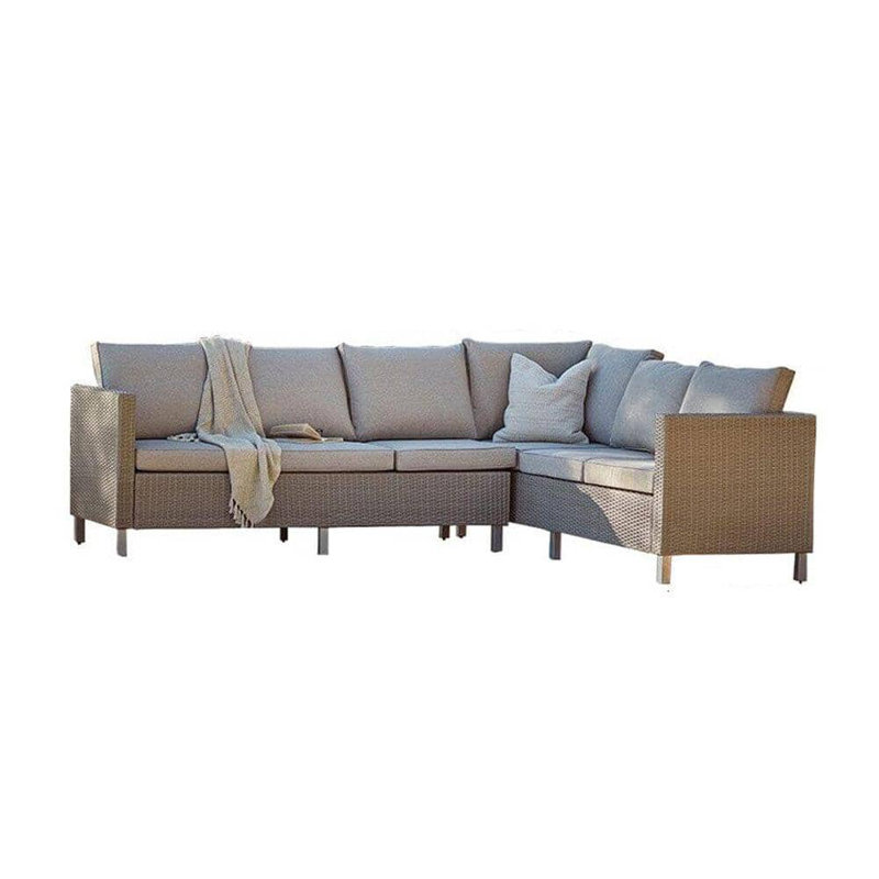 Mounah Extended Garden Corner Sofa with Footstool - Light Grey