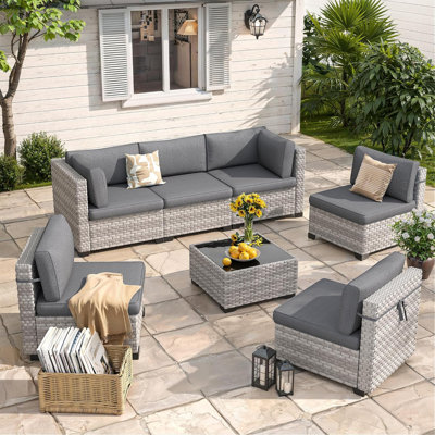 6 - Person Outdoor Patio Conversation Set with Cushions